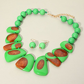 Geometric Resin Chunky Beaded Statement Necklace