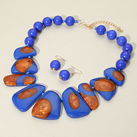 Geometric Resin Chunky Beaded Statement Necklace