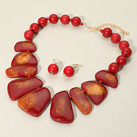 Geometric Resin Chunky Beaded Statement Necklace