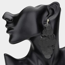 Oversized Transparent Colored Resin Disc Layered Chandelier Earrings