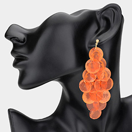 Oversized Transparent Colored Resin Disc Layered Chandelier Earrings