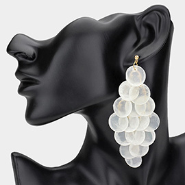 Oversized Transparent Colored Resin Disc Layered Chandelier Earrings