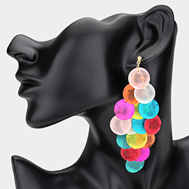 Oversized Transparent Colored Resin Disc Layered Chandelier Earrings
