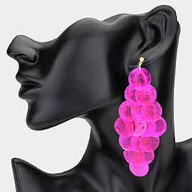 Oversized Transparent Colored Resin Disc Layered Chandelier Earrings