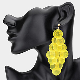 Oversized Transparent Colored Resin Disc Layered Chandelier Earrings