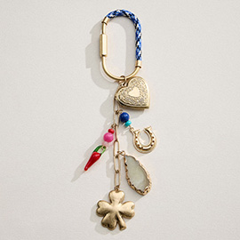 Clover Heart Chili Pepper Horseshoe Charm Embellished Drop Keychain / Bag Charm