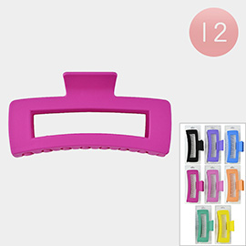12PCS - Plain Matte Open Rectangular Hair Claw Clips