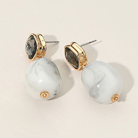 Marbled Resin Pebble Dangle Earrings