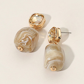 Marbled Resin Pebble Dangle Earrings
