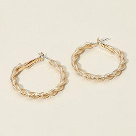 Twisted Textured Metal Hoop Earrings