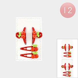 12 SET OF 4 - Cherry Hair Clip Set