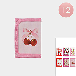 12PCS - Cherry Print Mini Wallets