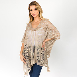 Boho Crochet Tassel Poncho Top