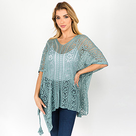 Boho Crochet Tassel Poncho Top