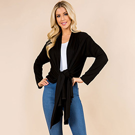 Asymmetrical Open Front Solid Cardigan