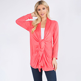 Asymmetrical Open Front Solid Cardigan
