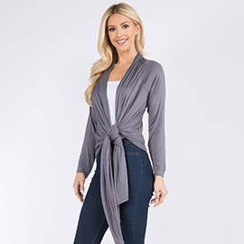 Asymmetrical Open Front Solid Cardigan