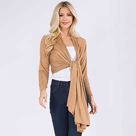 Asymmetrical Open Front Solid Cardigan
