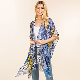Lightweight Snake Skin Printed Kimono Poncho