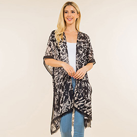 Lightweight Leopard Print Kimono Poncho