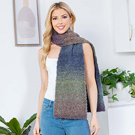 Soft Ombre Gradient Knit Scarf