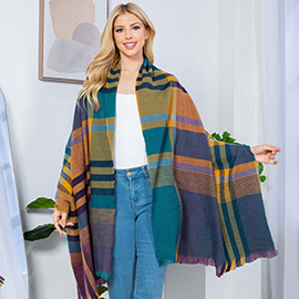 Plaid Shawl Poncho Scarf