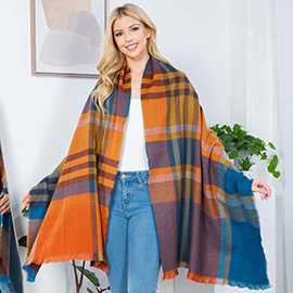 Plaid Shawl Poncho Scarf