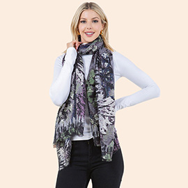 Lightweight Abstract Floral Print Scarf