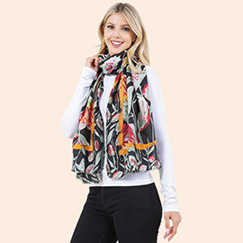 Lightweight Big Floral Pattern Casual Scarf