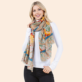 Lightweight Big Floral Pattern Casual Scarf