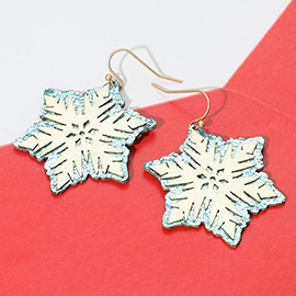 Glittered Snowflake Dangle Earrings