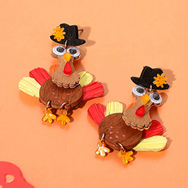 Wooden Turkey Earrings