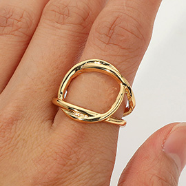 SECRET BOX_14K Gold Dipped Abstract Sculptural Open Adjustable Ring