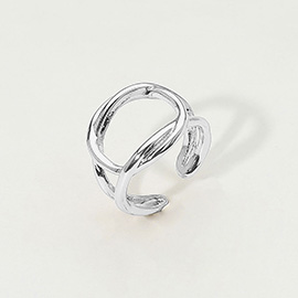 SECRET BOX_Sterling Silver Dipped Abstract Sculptural Open Adjustable Ring