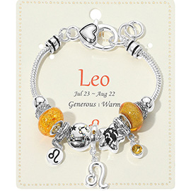 LEO - Horoscope Symbol Zodiac Charm Beaded Bracelet