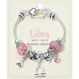 LIBRA - Horoscope Symbol Zodiac Charm Beaded Bracelet