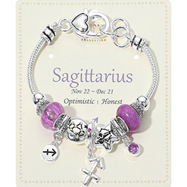 SAGITTARIUS - Horoscope Symbol Zodiac Charm Beaded Bracelet