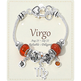 VIRGO - Horoscope Symbol Zodiac Charm Beaded Bracelet