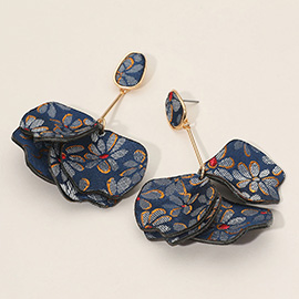 Flower Pattern Layered Petal Drop Earrings