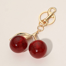 Glittered Cherry Keychain / Bag Charm