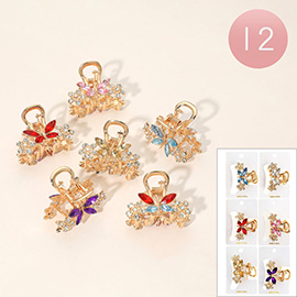 12PCS - Butterfly Rhinestone Mini Hair Claw Clips