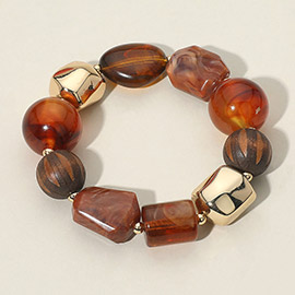 Chunky Resin Pebble Beaded Stretch Bracelet