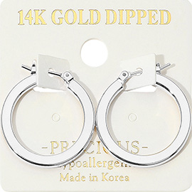 14K Gold Dipped Hypoallergenic Flat Pin Catch Hoop Earrings