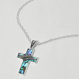 Abalone Cross Pendant Necklace