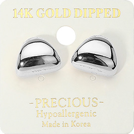 14K Gold Dipped Hypoallergenic Sculpted Dome Stud Earrings