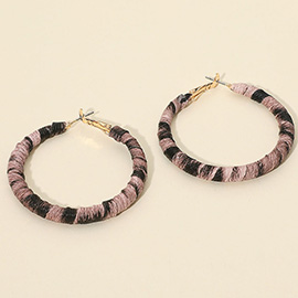 Leopard Fabric Wrapped Hoop Earrings