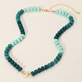 Marbled Beaded Clasp Accent Necklace