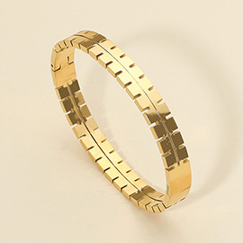 Stainless Steel Modern Geometric Hinged Bangle Bracelet
