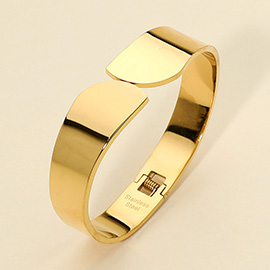 Stainless Steel Modern Wide Hinged Bangle Bracelet