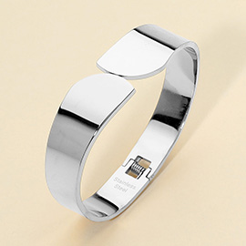 Stainless Steel Modern Wide Hinged Bangle Bracelet